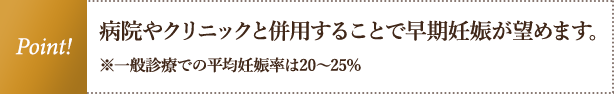 不妊鍼灸は病院やクリニックと併用することで早期妊娠が望めます。